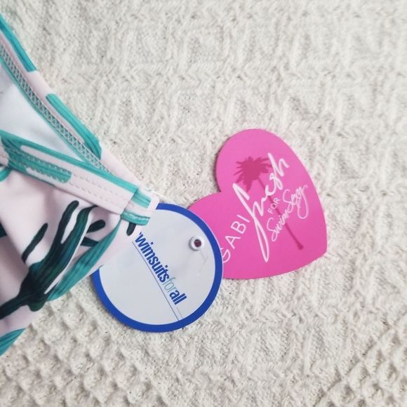 Swimsuits for All x GabiFresh Pink Cactus High Waisted Bikini Bottoms NWT - Picture 3 of 4